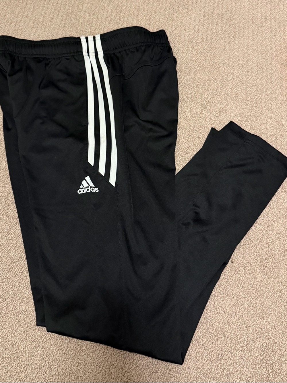 adidas Kids Black Joggers with White Three-Stripes